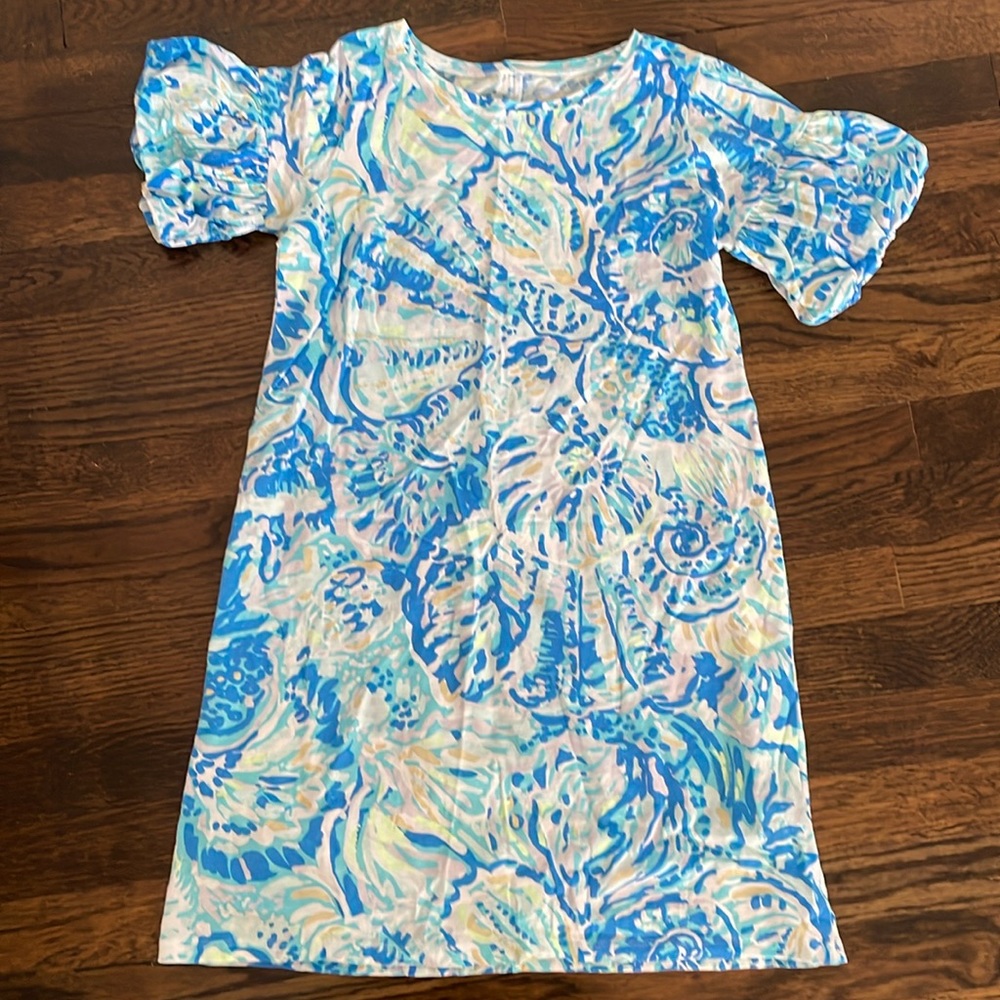 Lilly Pulitzer Blue and White Girls' Printed Shift Dress